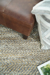 Hand Woven Natural Fiber Jute and Wool Silver and Brown Rug