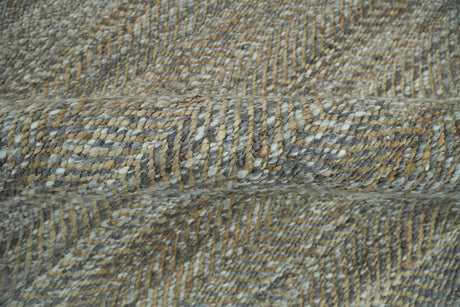 Hand Woven Natural Fiber Jute and Wool Silver and Brown Rug