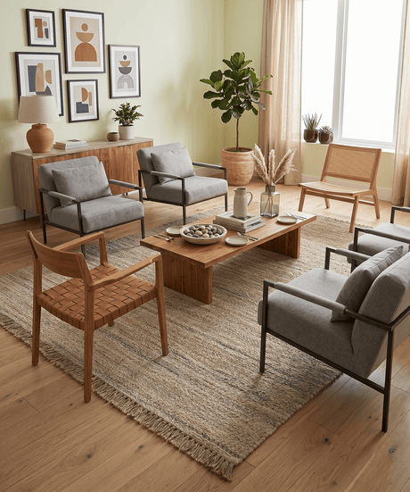 Hand Woven Natural Fiber Jute and Wool Silver and Brown Rug