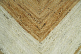 Hand Woven Natural Fiber White and Brown Natural Jute Rug
