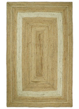 Hand Woven Natural Fiber White and Brown Natural Jute Rug