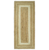 Hand Woven Natural Fiber White and Brown Natural Jute Rug