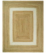 Hand Woven Natural Fiber White and Brown Natural Jute Rug