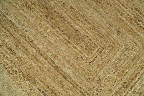 Hand Woven Natural Fiber White and Brown Natural Jute Rug