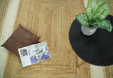 Hand Woven Natural Fiber White and Brown Natural Jute Rug
