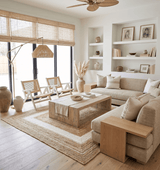 Hand Woven Natural Fiber White and Brown Natural Jute Rug