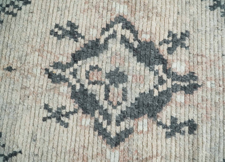 Hand Woven Peach and Charcoal Blended Hand Knotted Wool Rug