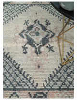 Hand Woven Peach and Charcoal Blended Hand Knotted Wool Rug