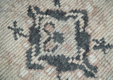 Hand Woven Peach and Charcoal Blended Hand Knotted Wool Rug