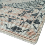 Hand Woven Peach and Charcoal Blended Hand Knotted Wool Rug