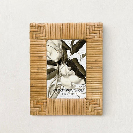 Hand-Woven Rattan 4x6 Picture Frame-Photo Frames-Parc Decor