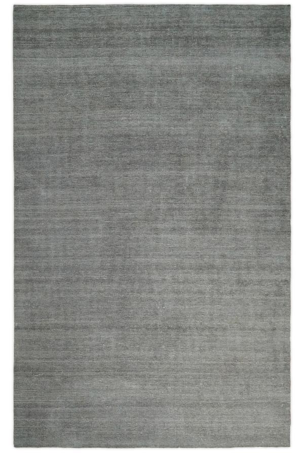 Hand Woven Solid Gray Blended Wool Area Rug