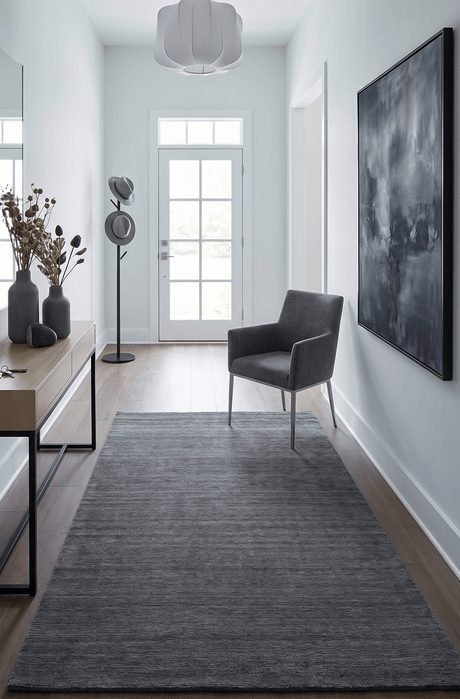 Hand Woven Solid Gray Blended Wool Area Rug