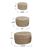 Hand-Woven Storage Baskets with Lids, Set of 3-Baskets-Parc Decor