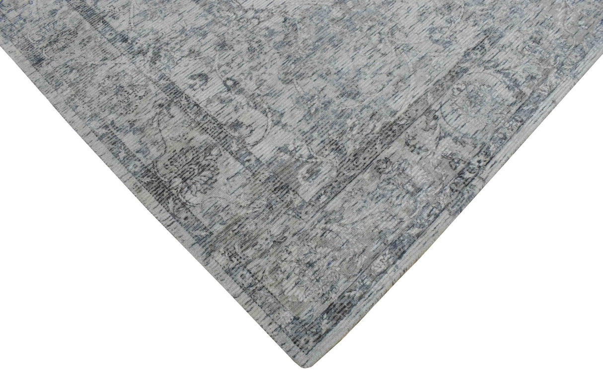 Hand Woven Wool and Art Silk Transitional Silver and Gray Rug-Area Rug-Parc Decor