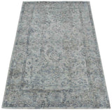 Hand Woven Wool and Art Silk Transitional Silver and Gray Rug-Area Rug-Parc Decor