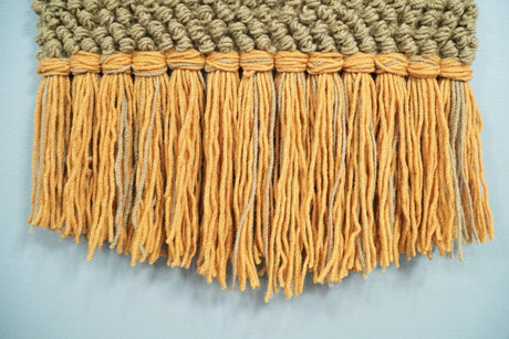 Hand Woven Wool Tapestry Gold and Camel Bohemian Modern Wall Hanging | WH10
