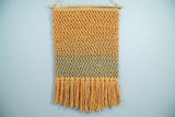 Hand Woven Wool Tapestry Gold and Camel Bohemian Modern Wall Hanging | WH10