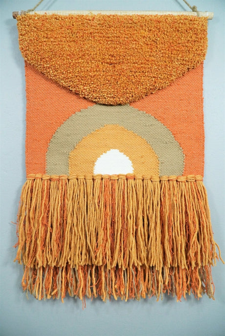 Hand Woven Wool Tapestry Terracotta Bohemian Modern Wall Hanging-Wall Hanging-Parc Decor