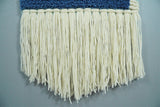 Hand Woven Wool Tapestry White and Blue Bohemian Modern Wall Hanging-Wall Hanging-Parc Decor