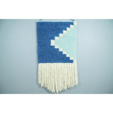 Hand Woven Wool Tapestry White and Blue Bohemian Modern Wall Hanging-Wall Hanging-Parc Decor