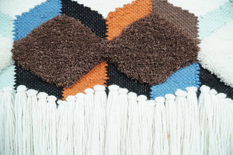 Hand Woven Wool Tapestry White and Brown Bohemian Modern Wall Hanging-Wall Hanging-Parc Decor