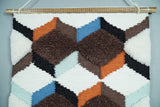 Hand Woven Wool Tapestry White and Brown Bohemian Modern Wall Hanging | WH9