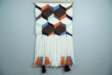 Hand Woven Wool Tapestry White and Brown Bohemian Modern Wall Hanging | WH9