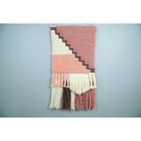 Hand Woven Wool Tapestry White and Peach Bohemian Wall Hanging-Wall Hanging-Parc Decor