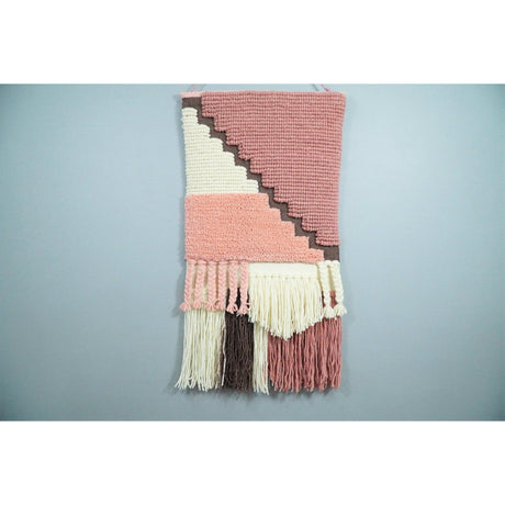 Hand Woven Wool Tapestry White and Peach Bohemian Wall Hanging | WH7-Wall Hanging-Parc Decor