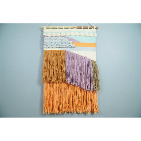 Hand Woven Wool Tapestry White, Blue and Gold Bohemian Modern Wall Hanging-Wall Hanging-Parc Decor