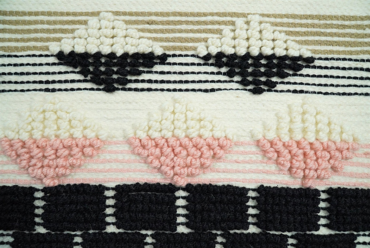 Hand Woven Wool Tapestry White, Blue and Pink Bohemian Modern Wall Hanging-Wall Hanging-Parc Decor