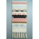 Hand Woven Wool Tapestry White, Blue and Pink Bohemian Modern Wall Hanging-Wall Hanging-Parc Decor