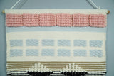 Hand Woven Wool Tapestry White, Blue and Pink Bohemian Modern Wall Hanging | WH13