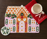 Handcrafted Gingerbread House Beaded Placemat, Beaded Holiday Table Decor, Christmas special beaded placemat by Payton James, Christmas decoration gift for her-table tops-Parc Decor