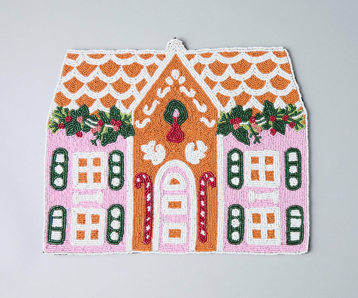 Handcrafted Gingerbread House Beaded Placemat, Beaded Holiday Table Decor, Christmas special beaded placemat by Payton James, Christmas decoration gift for her-table tops-Parc Decor