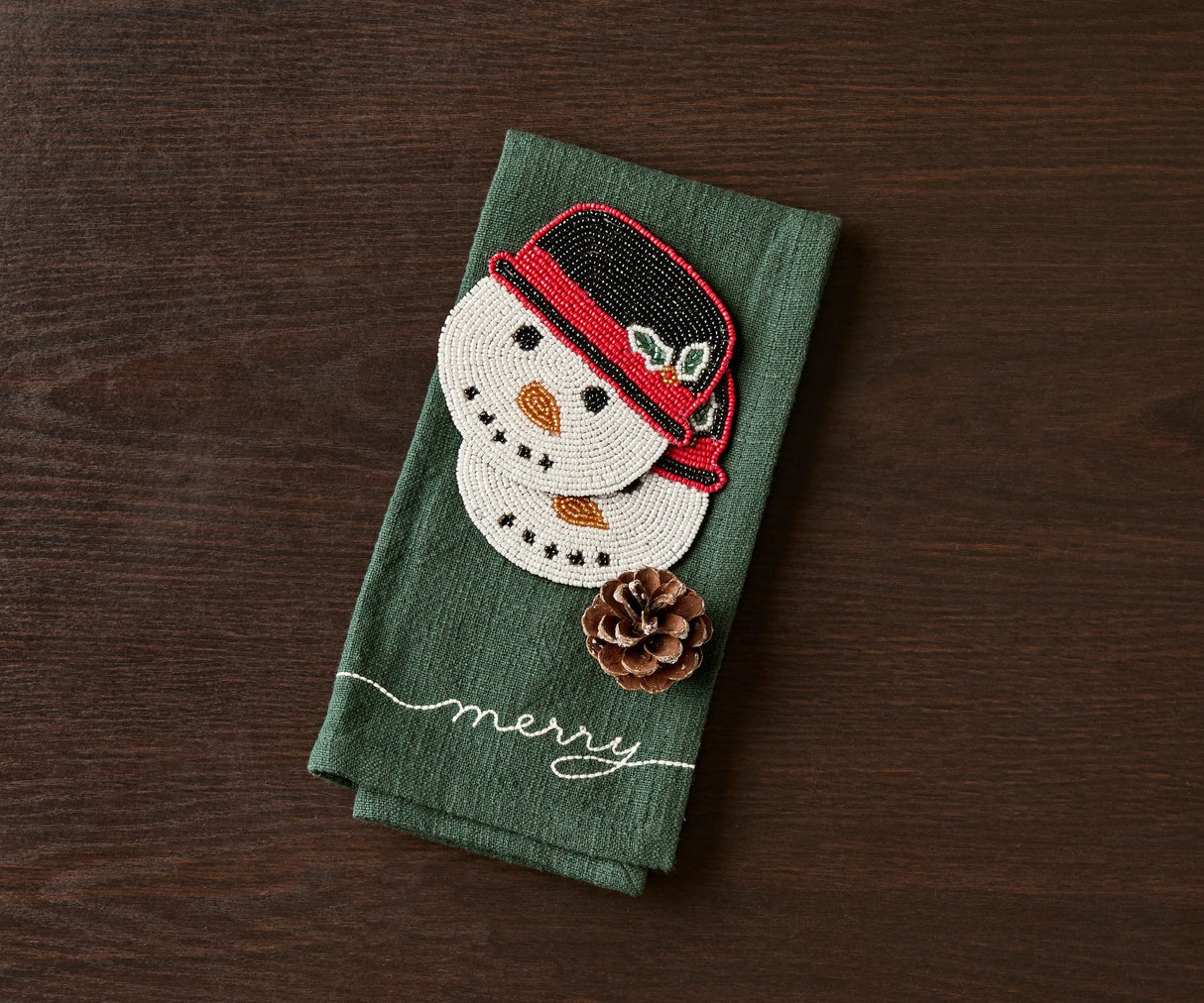 Handcrafted Snowman Beaded Coasters-Table tops-Parc Decor
