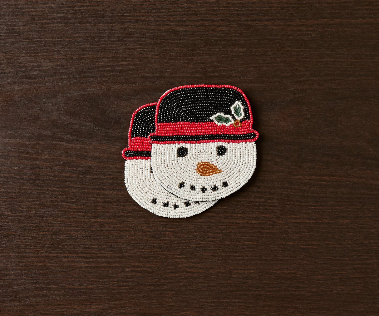 Handcrafted Snowman Beaded Coasters-Table tops-Parc Decor