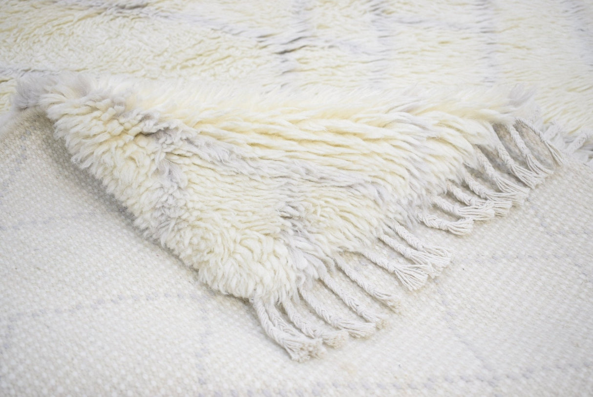 Handmade 4x6 Ivory Moroccan Design Wool Area Rug