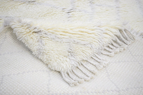 Handmade 4x6 Ivory Moroccan Design Wool Area Rug