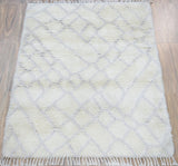Handmade 4x6 Ivory Moroccan Design Wool Area Rug