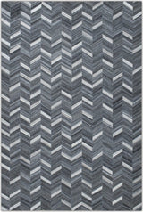 Handmade 5x8 Gray and Ivory Chevron Viscose Area Rug