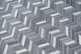 Handmade 5x8 Gray and Ivory Chevron Viscose Area Rug