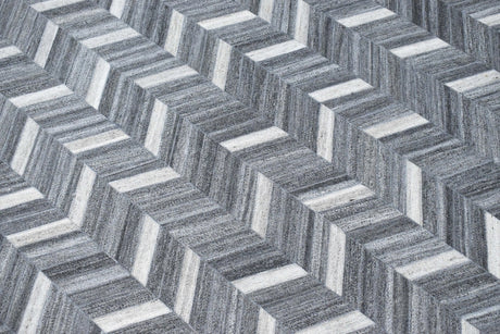 Handmade 5x8 Gray and Ivory Chevron Viscose Area Rug
