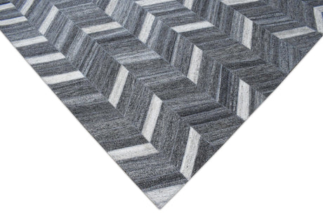 Handmade 5x8 Gray and Ivory Chevron Viscose Area Rug