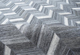 Handmade 5x8 Gray and Ivory Chevron Viscose Area Rug