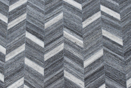 Handmade 5x8 Gray and Ivory Chevron Viscose Area Rug