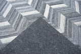 Handmade 5x8 Gray and Ivory Chevron Viscose Area Rug