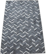 Handmade 5x8 Gray and Ivory Chevron Viscose Area Rug