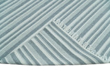 Handmade 5x8 Modern Stripes Pattern Blue And White Wool Rug